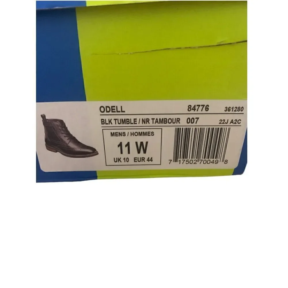 New in Box Nunn Bush Men’s Odell Wingtip, Black Leather Boots, Size 11W